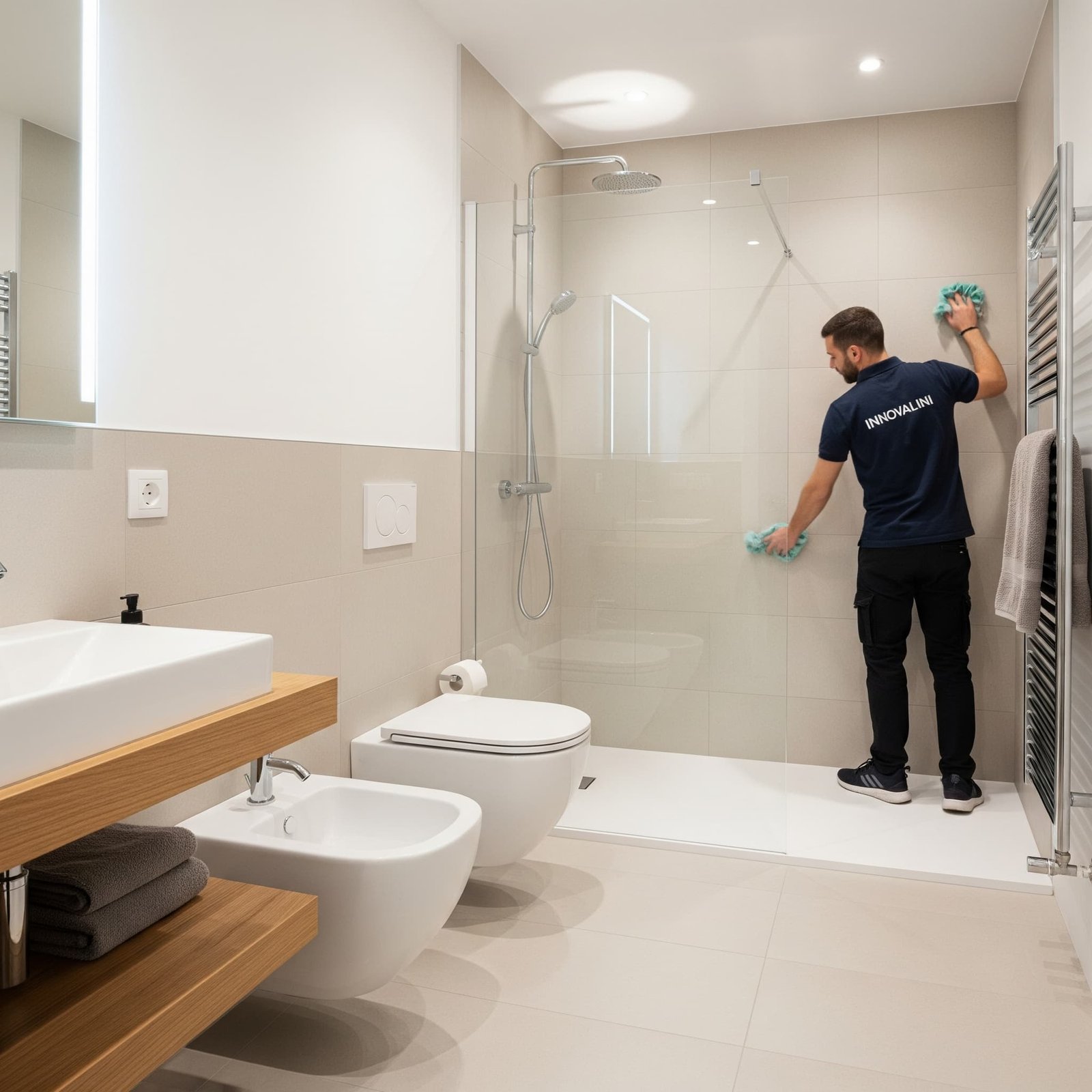 Hero image de Baños estilo moderno Les Corts por Innovalini, mostrando un diseño de lujo y vanguardista.