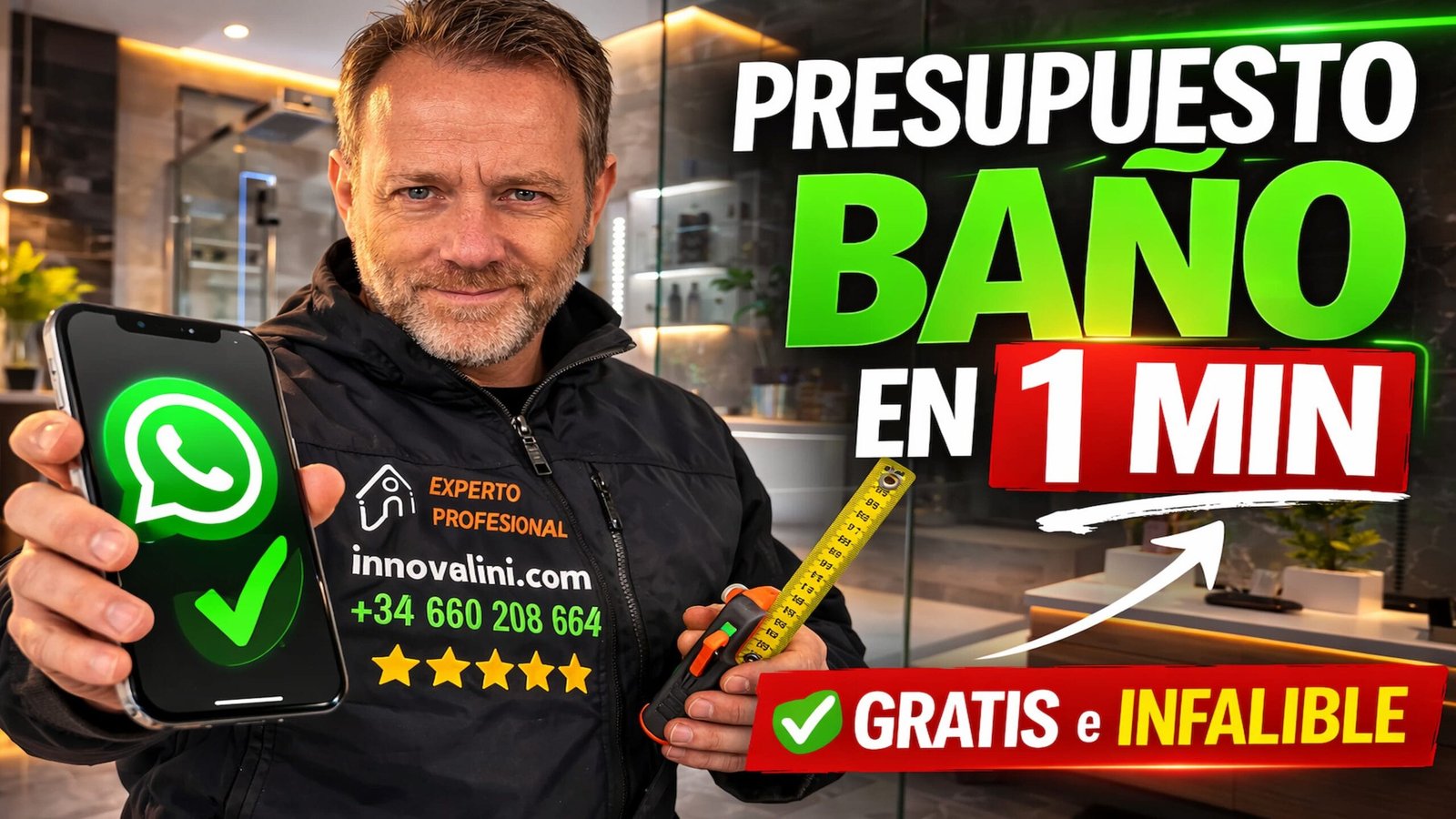 Francis de Innovalini explicando cómo pedir un presupuesto de reforma de baño online en Barcelona en 1 minuto.