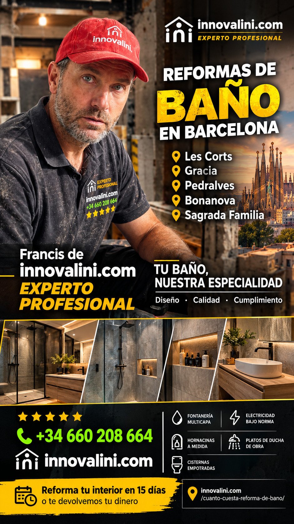 Detalle de reforma de baño de alta gama ejecutada por Francis en Barcelona